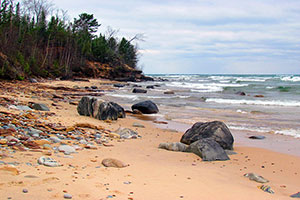 Boulders on the beach of Grand Marais